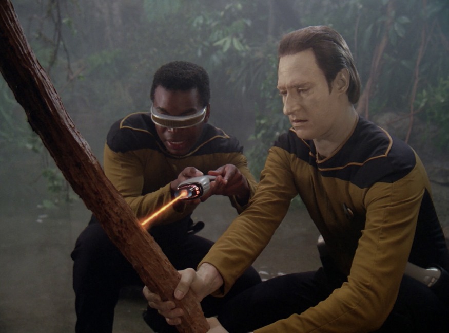 By far the most exciting scene in the episode...phasering a vine