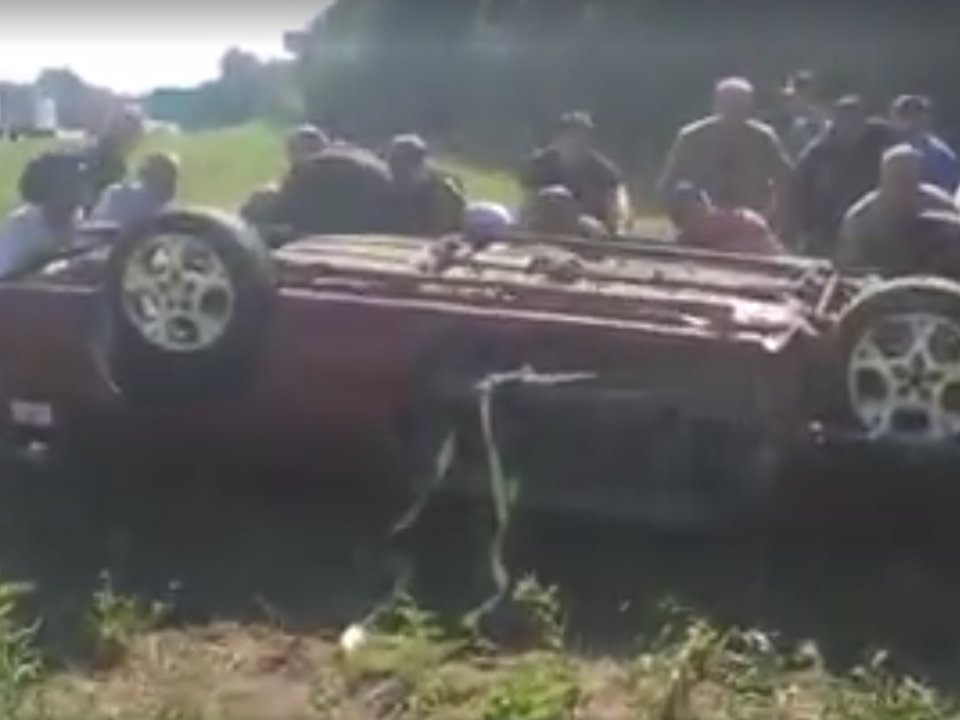 flipped car