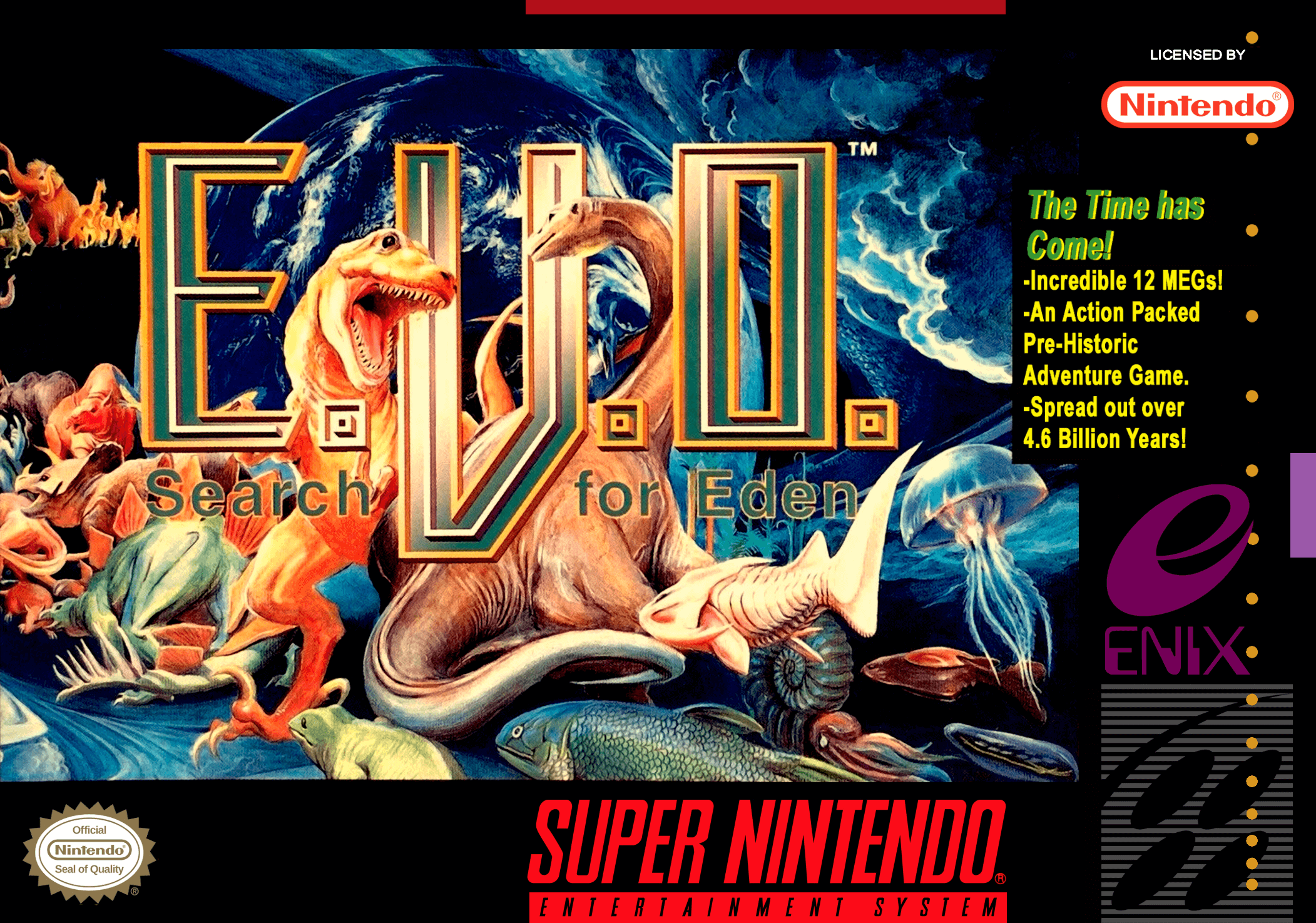 Box art for the E.V.O. Search for Eden Super Nintendo game