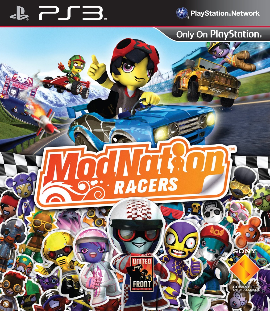 Box art for the Playstation 3 game ModNation Racers