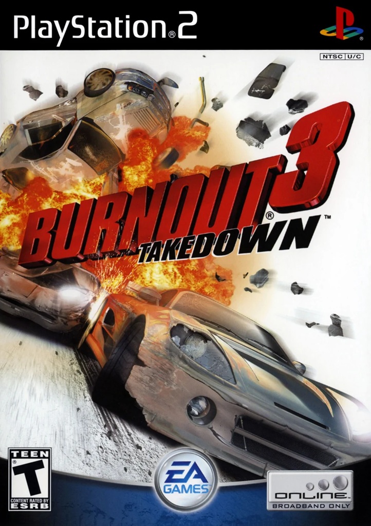 Burnout 3 Takedown PS2 box art arcade racing — best PS2 racing games Burnout NASCAR