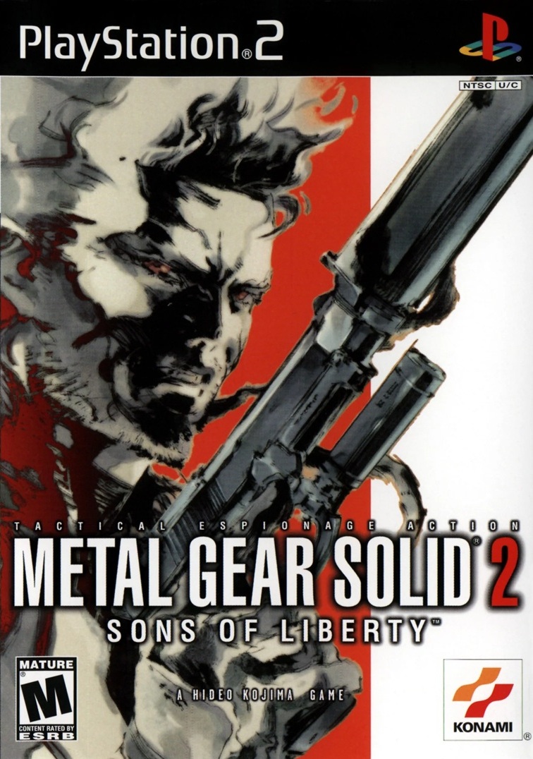 Box art for the Playstation 2 game Metal Gear Solid 2: Sons of Liberty